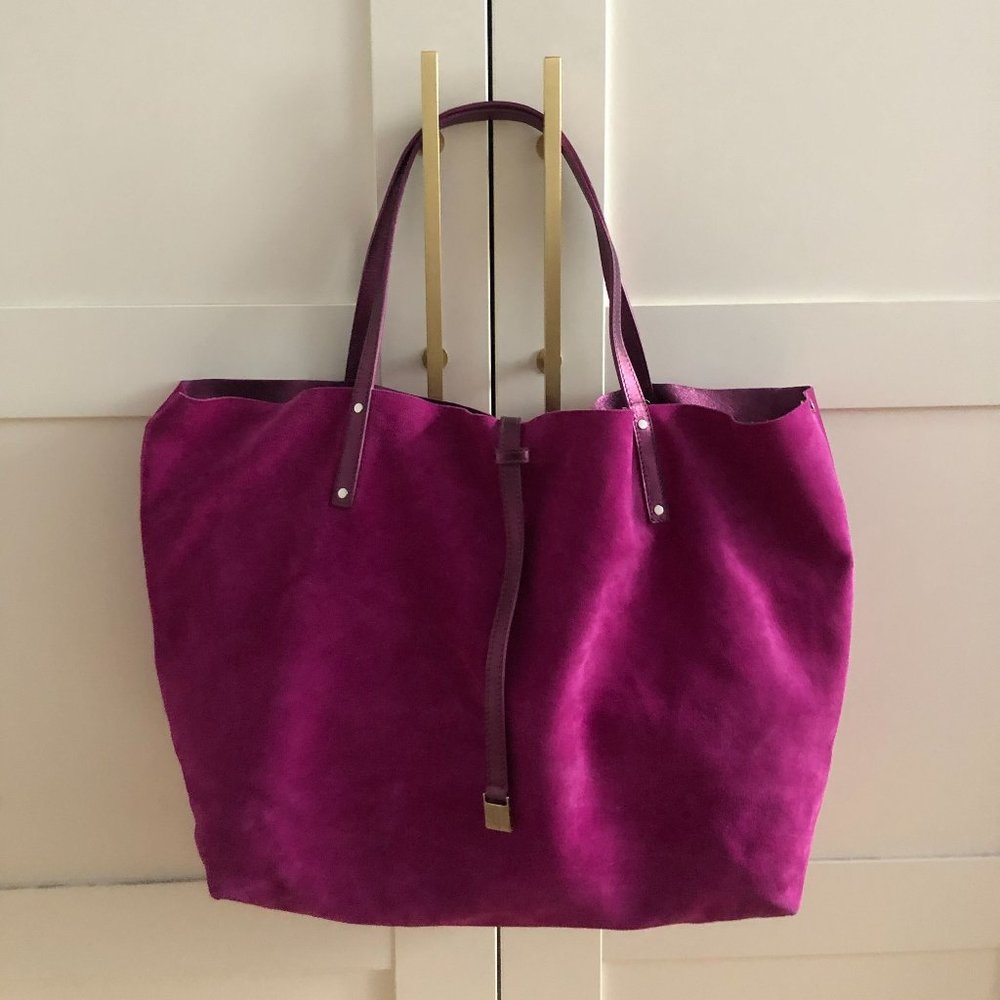 Tiffany & Co Pink Suede Leather Reversible Large Tote Bag with Logo Pouch